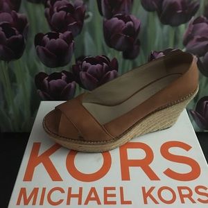 Leather summer wedge